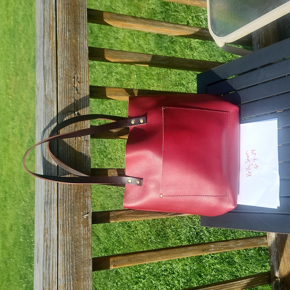 Portland leather goods medium cranberry tote